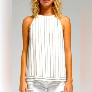🆕JOIE SEQUIN Cream SILK Metallic STRIPE TANK TOP XS New